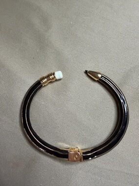 Black and Gold Enamel Bangle Bracelet